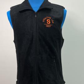 Fleece vest with custom embroidered logo